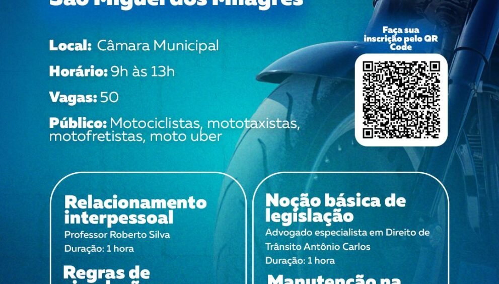 Detran anuncia Workshop de Pilotagem Defensiva em São Miguel dos Milagres